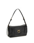 PINKO Black Calf Leather Bos Taurus Shoulder Bag