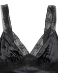Dolce & Gabbana Black Silk Lace Trim Camisole V-neckline Tank Top