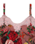 Dolce & Gabbana Brown Rose Print Satin Lace Camisole Tank Top
