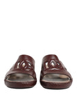 Dolce & Gabbana Maroon Leather Cutout DG Logo Sandals Shoes