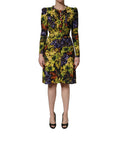 Dolce & Gabbana Multicolor Grape Print LongSleeve Midi Dress