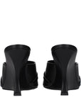 Versace Black Leather Wedge Sandals