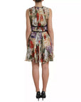 Dolce & Gabbana Beige Floral Sleeveless A-line Mini Dress