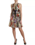 Dolce & Gabbana Beige Floral Sleeveless A-line Mini Dress