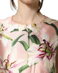 Dolce & Gabbana Light Pink LilyPrint Sleeveless Sheath Dress