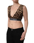 Dolce & Gabbana Brown Leopard Print Cropped Silk Tank Top