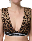 Dolce & Gabbana Brown Leopard Print Cropped Silk Tank Top