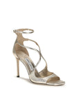 Jimmy Choo Gold Calf Leather Bos Taurus Stiletto Heel Sandals