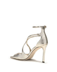 Jimmy Choo Gold Calf Leather Bos Taurus Stiletto Heel Sandals