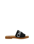 Chloé Black Cotton Flat Sandals