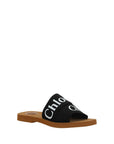 Chloé Black Cotton Flat Sandals
