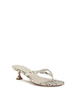 Amina Muaddi Gray Calf Leather Bos Taurus Flat Sandals
