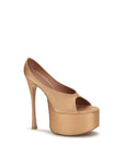 Amina Muaddi Beige Silk Platform Pumps