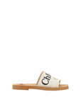 Chloé White Cotton Flat Sandals