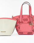 Michael Kors Kimber Small Tea Rose Leather 2-In-1 Zip Tote Messenger Bag Purse