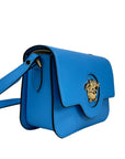 Versace La Medusa Blue Leather Shoulder Crossbody Bag Purse