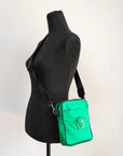 Versace Small Bright Green Nylon Fabric Medusa Crossbody Messenger Bag Purse