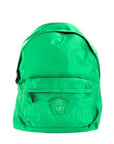 Versace Large Bright Green Nylon Fabric Medusa Shoulder Backpack Bookbag