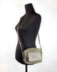 Burberry Small Branded Dark Fern Green Grainy Leather Camera Crossbody Bag