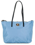 Versace Portuna Medusa Medium Cornflower Blue Nylon Leather Tote Bag Purse