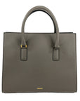 Versace Virtus Large Leather Top Handle Satchel Bag Tote Gray