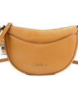 Michael Kors Dover Small Luggage Pebbled Leather Half Moon Crossbody Bag Purse