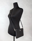 Burberry Peyton Monogram Black Leather Pouch Crossbody Bag Purse
