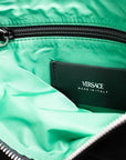 Versace Large Black Nylon Fabric Medusa Convertible Pouch Clutch Wristlet Bag