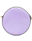Versace Round Disco Lilac Pebbled Leather Camera Case Crossbody Bag Purse