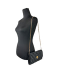 Versace Wallet On A Chain Fabric Black Crossbody Bag