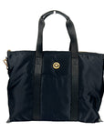 Versace Black Nylon Fabric La Medusa Shoulder Tote Bag