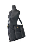 Versace Black Nylon Fabric La Medusa Shoulder Tote Bag