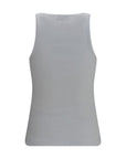 Ganni White Cotton Sleeveles T-Shirt