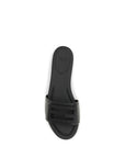 Fendi Black Calf Leather Bos Taurus Flat Sandals