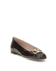 Valentino Garavani Brown Calf Leather Bos Taurus Ballet Flats