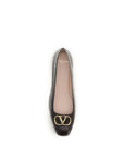 Valentino Garavani Brown Calf Leather Bos Taurus Ballet Flats
