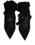 Dolce & Gabbana Black Stiletto Heels Mid Calf Boots Shoes