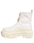 Dolce & Gabbana White Leather Rubber Logo Ankle Boots Shoes