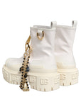 Dolce & Gabbana White Leather Rubber Logo Ankle Boots Shoes
