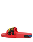Dolce & Gabbana Red Neoprene Slides Flats Beachwear Shoes