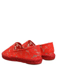 Dolce & Gabbana Red Taormina Lace Espadrille Flats Shoes