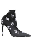 Dolce & Gabbana Black Logo Stretch Heels Ankle Boots Shoes