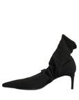 Dolce & Gabbana Black Stretch Socks Heels Ankle Boots Shoes