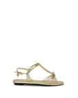 Prada Gold Calf Leather Bos Taurus Flat Sandals