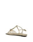 Prada Gold Calf Leather Bos Taurus Flat Sandals