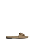 Fendi Beige Calf Leather Bos Taurus Flat Sandals