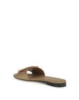 Fendi Beige Calf Leather Bos Taurus Flat Sandals