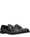 Miu Miu Black Leather Slip-On Loafers