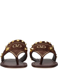Valentino Garavani Brown Leather Flip-Flop Sandals