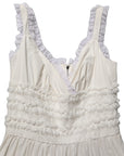 Dolce & Gabbana White Cotton Poplin Ruffled Midi Dress